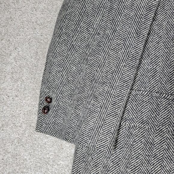 Vintage John Weitz Tweed Sport‎ Coat Mens XL Black White Herringbone Wool Lined - Picture 14 of 16